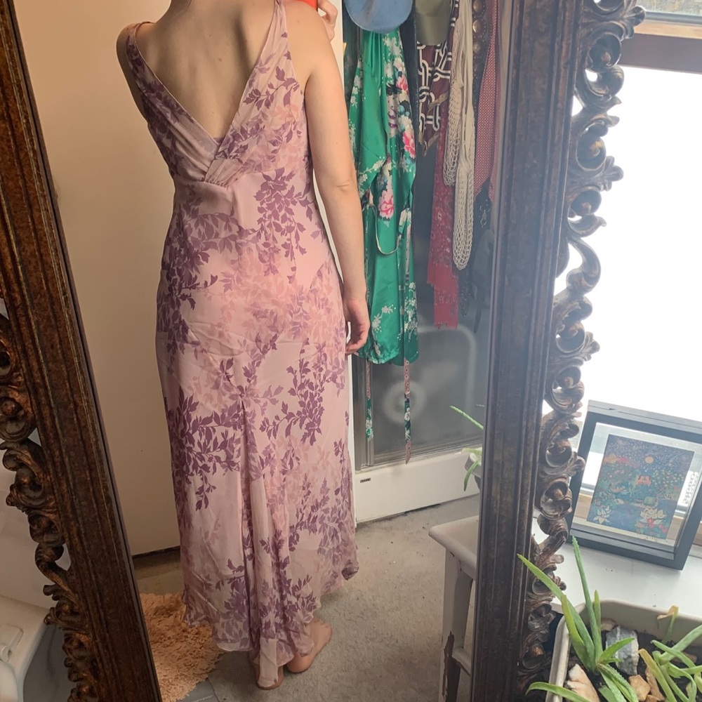 Jones NY silk floral flutter maxi dress pink lilac - Picture 8 of 12